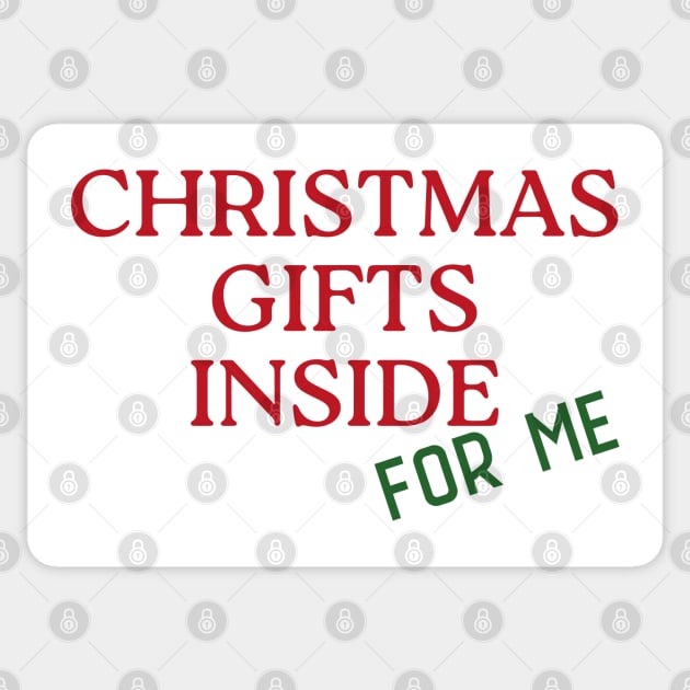 Christmas Gifts Inside For Me. Christmas Shopping Tote Bag. Tote Bag for All Your Xmas Shopping and Stuff. Gift for Christmas. Color Red and Green Sticker by That Cheeky Tee